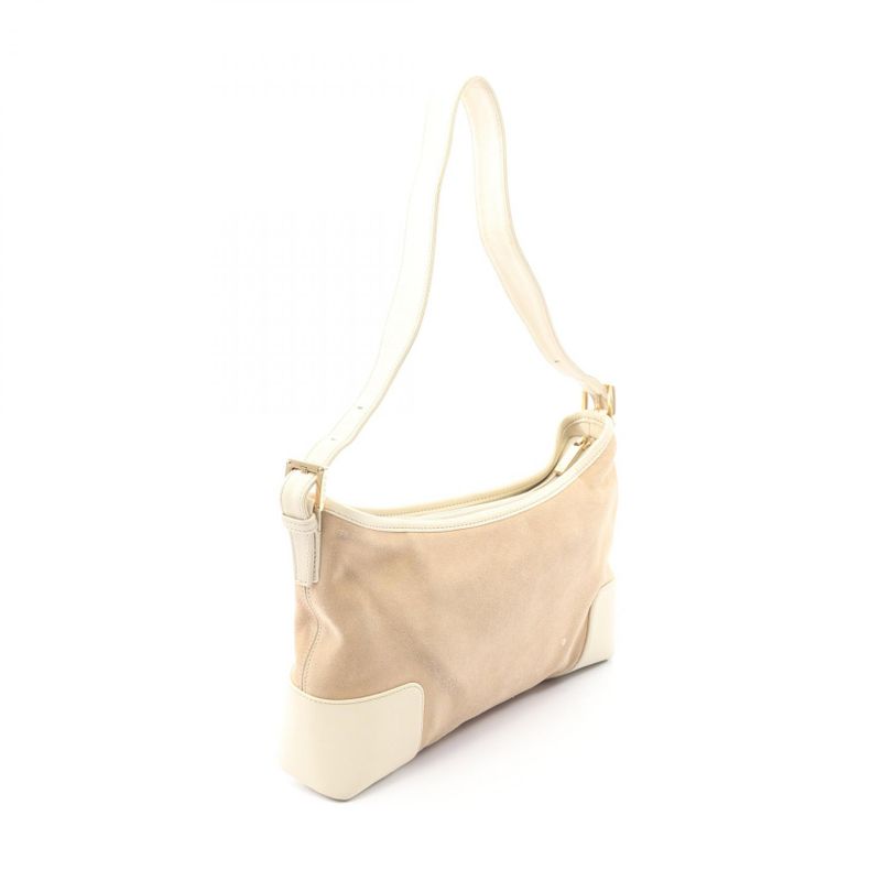 Loewe Shoulder Bag Anagram Beige Ivory Suede Leather Anagram One Shoulder