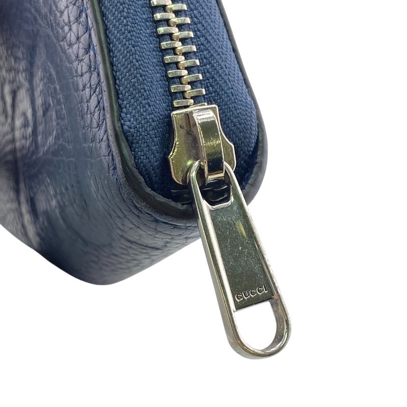 Gucci 739484 Round Zip Wallet Long Wallet Navy Unisex