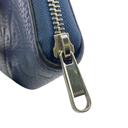 Gucci 739484 Round Zip Wallet Long Wallet Navy Unisex