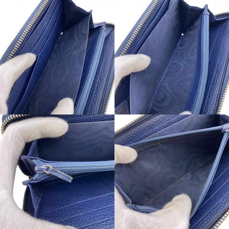 Gucci 739484 Round Zip Wallet Long Wallet Navy Unisex