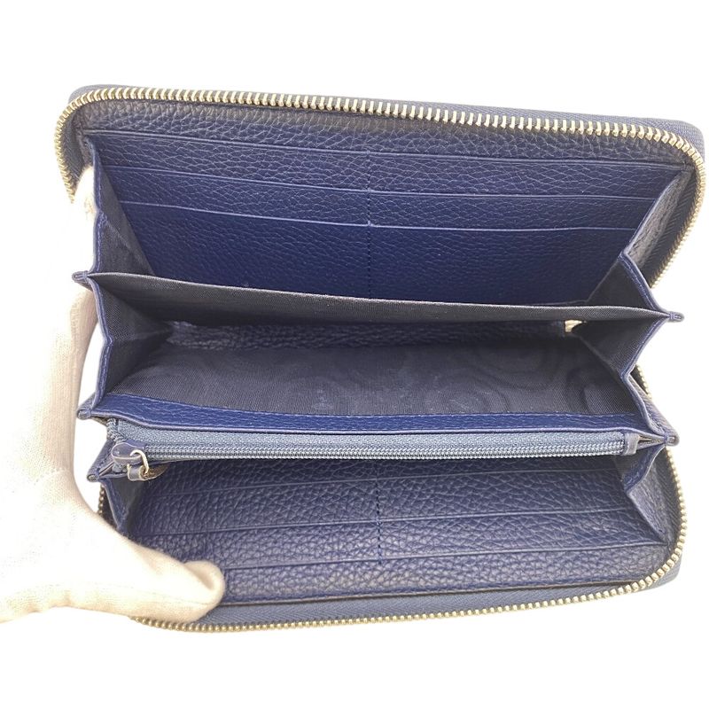 Gucci 739484 Round Zip Wallet Long Wallet Navy Unisex