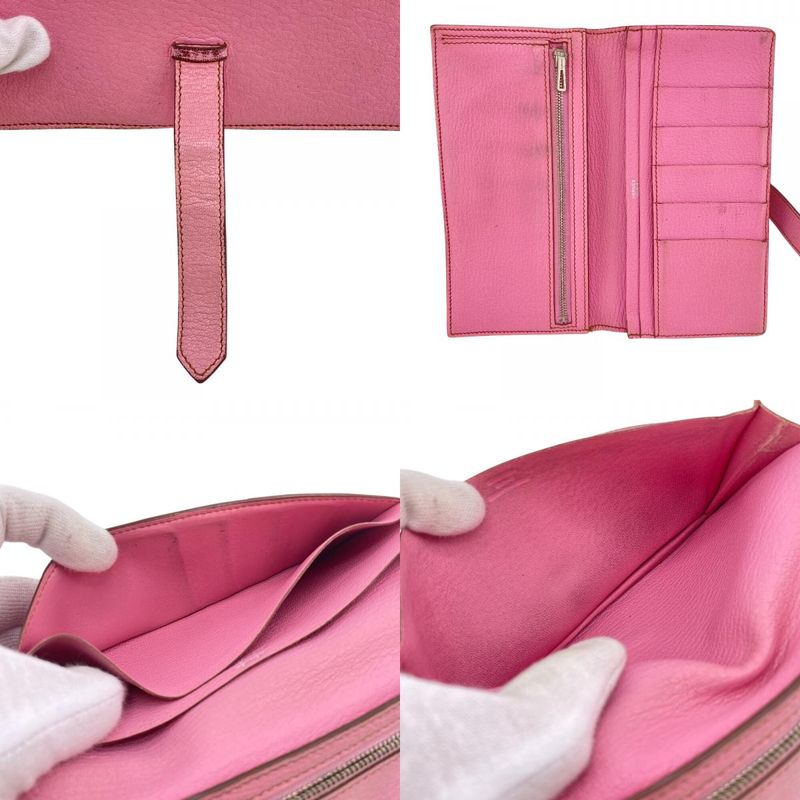 Hermes Long Wallet Bifold Bearn Souffle Long Wallet Pink Ladies
