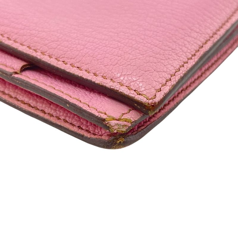 Hermes Long Wallet Bifold Bearn Souffle Long Wallet Pink Ladies