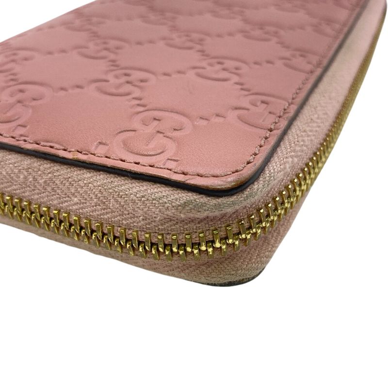 Gucci 410102 Round Zipper Long Wallet Pink Women's
