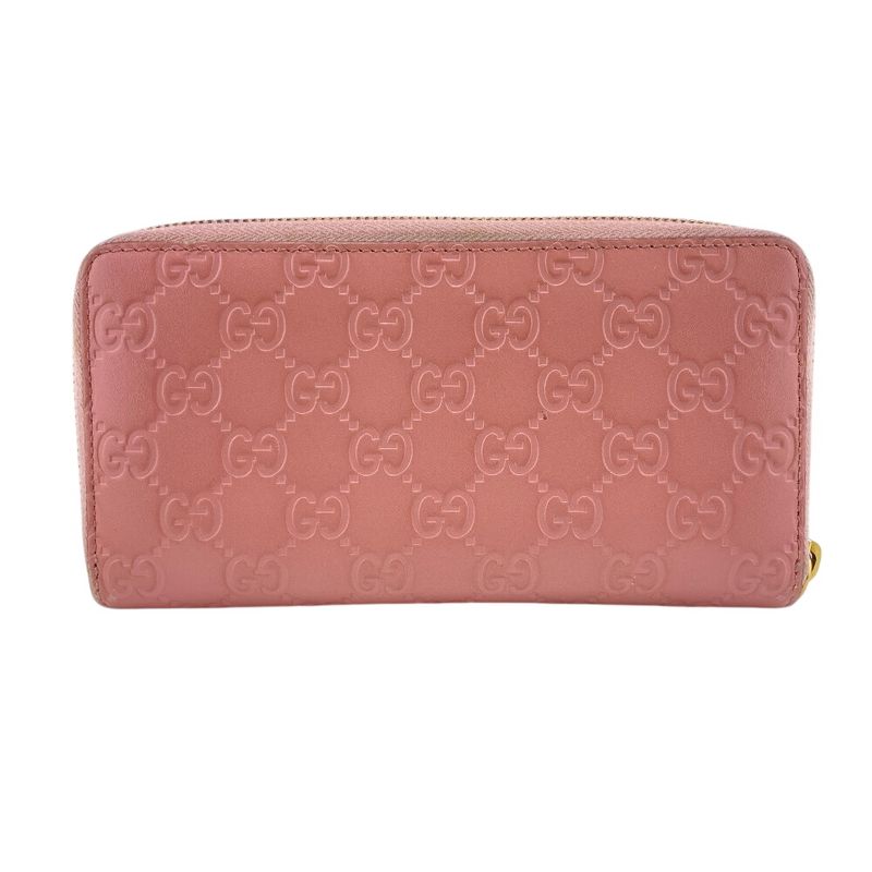 Gucci 410102 Round Zipper Long Wallet Pink Women's