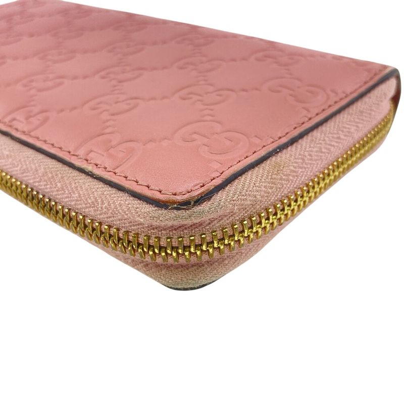 Gucci 410102 Round Zipper Long Wallet Pink Women's