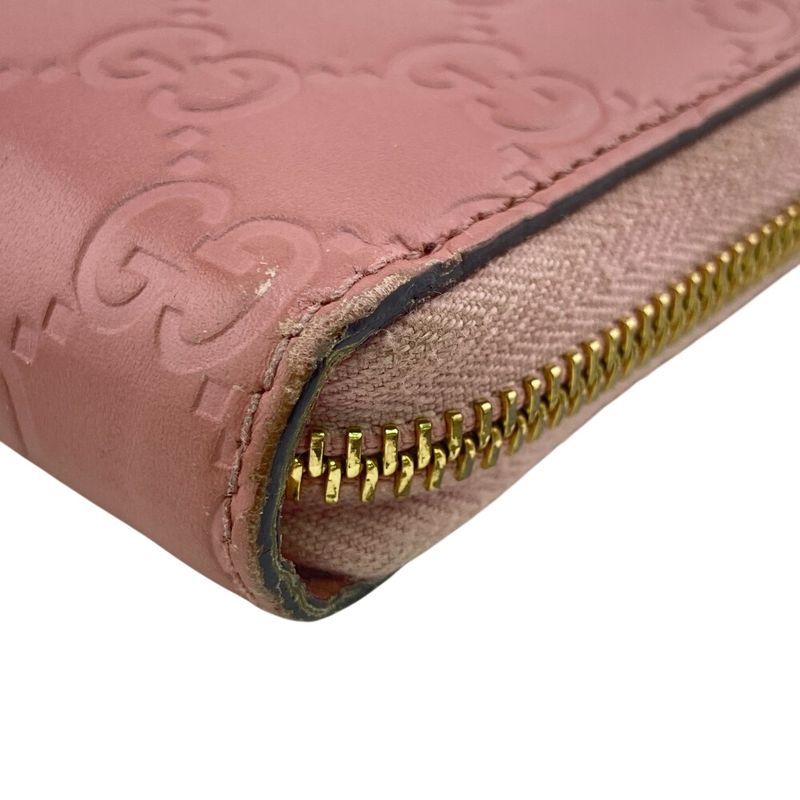 Gucci 410102 Round Zipper Long Wallet Pink Women's