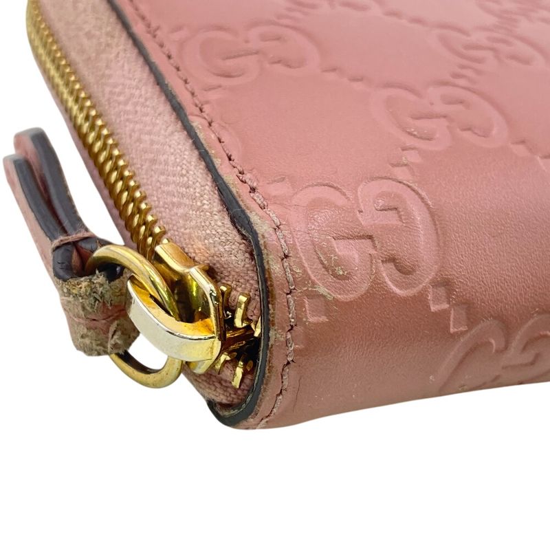 Gucci 410102 Round Zipper Long Wallet Pink Women's