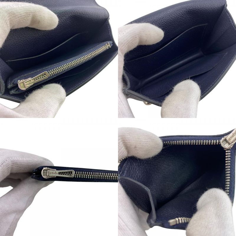 Hermes Ruri Slim Compact Wallet Mini Wallet Coin Case Flap Veau Epsom Pochette