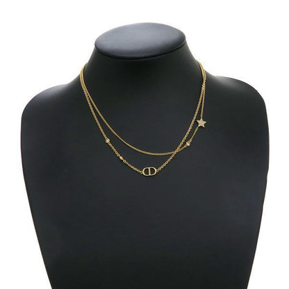 Christian Dior Petit CD Double Necklace N1155 Pmtcy d301