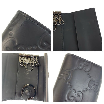 Gucci Rubber Effect Black Leather 771312 key Case 6 Rows Men's 600006
