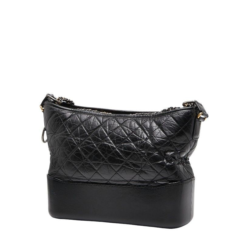 Chanel Gabriel De Chain Shoulder Bag Black Leather Women's