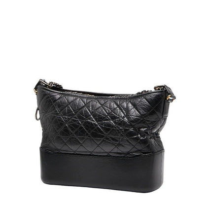 Chanel Gabriel De Chain Shoulder Bag Black Leather Women's
