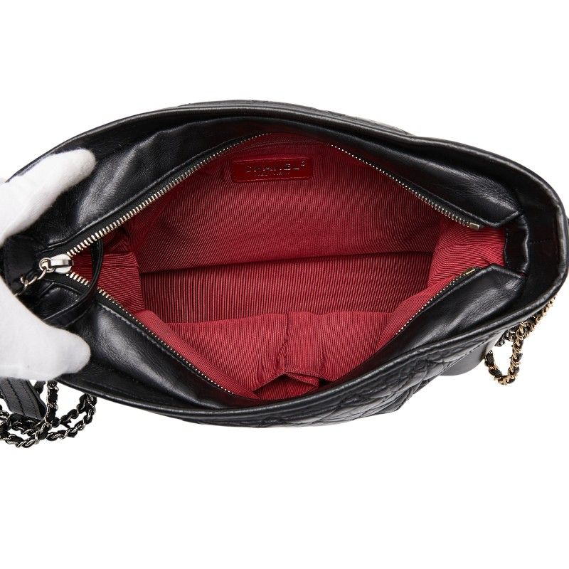Chanel Gabriel De Chain Shoulder Bag Black Leather Women's
