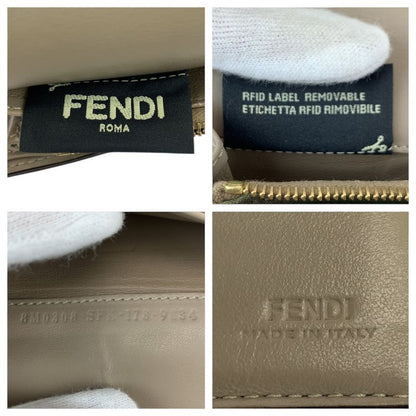 Fendi P-cub-Beige Gold Hardware Leather 8 M0308 Long Wallet Women's 600059