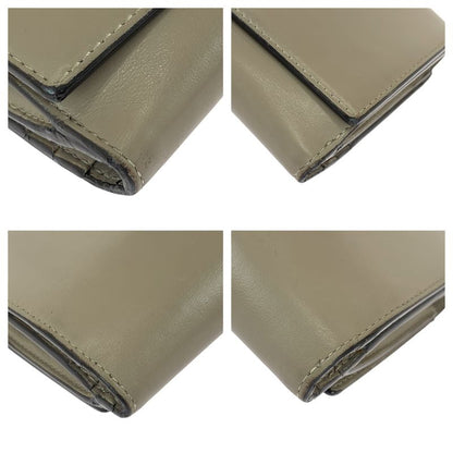 Fendi P-cub-Beige Gold Hardware Leather 8 M0308 Long Wallet Women's 600059