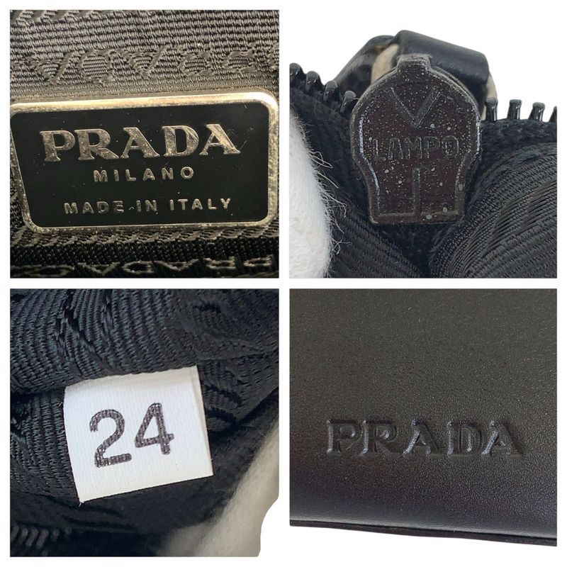 Prada Black Silver Hardware Leather Shoulder Bag Messenger Bag Women's 500794