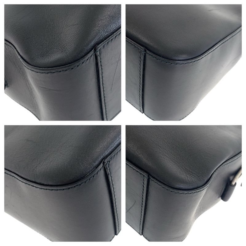 Prada Black Silver Hardware Leather Shoulder Bag Messenger Bag Women's 500794
