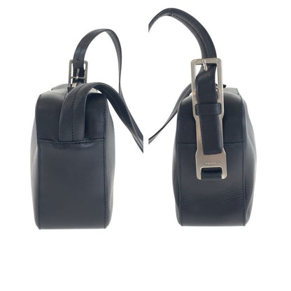 Prada Black Silver Hardware Leather Shoulder Bag Messenger Bag Women's 500794