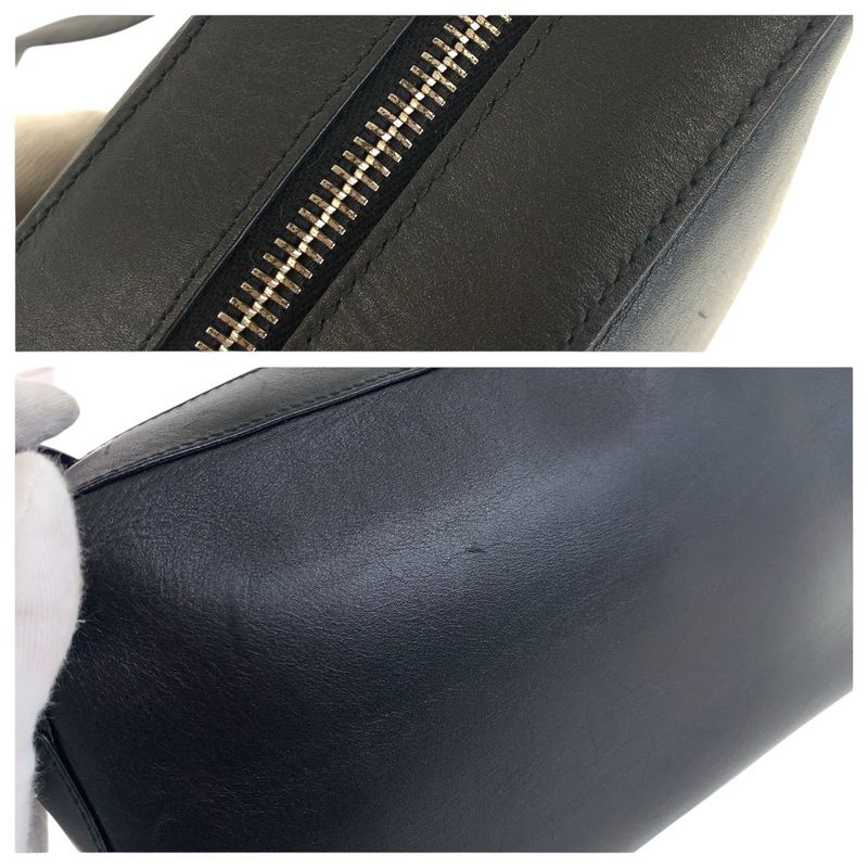 Prada Black Silver Hardware Leather Shoulder Bag Messenger Bag Women's 500794