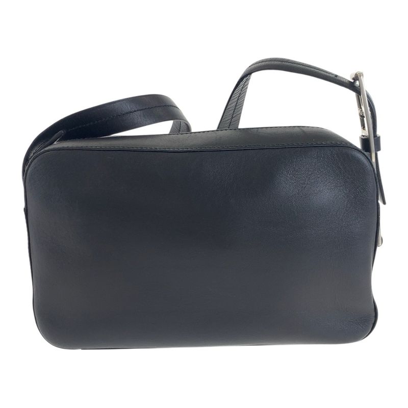 Prada Black Silver Hardware Leather Shoulder Bag Messenger Bag Women's 500794