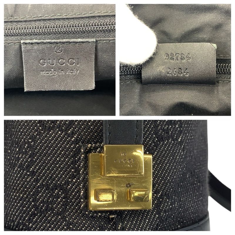 Gucci Black Gold Hardware GG Canvas 92734 Handbag Tote Bag Ladies 600008