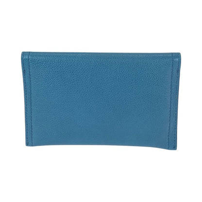Prada Blue Gold Hardware Leather Card Case Business Card Holder Men's 600048