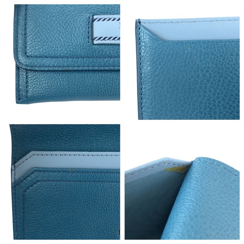 Prada Blue Gold Hardware Leather Card Case Business Card Holder Men's 600048