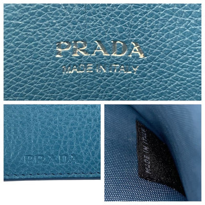 Prada Blue Gold Hardware Leather Card Case Business Card Holder Men's 600048