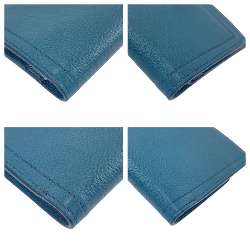 Prada Blue Gold Hardware Leather Card Case Business Card Holder Men's 600048