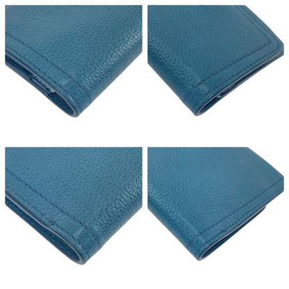 Prada Blue Gold Hardware Leather Card Case Business Card Holder Men's 600048