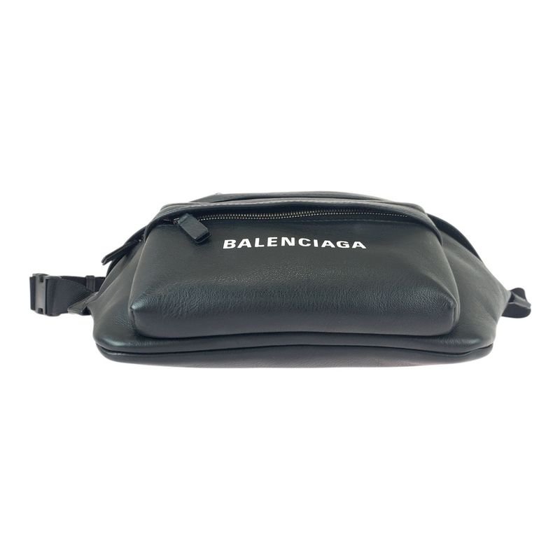 Balenciaga Everyday Black White Silver Hardware Leather Body Bag Waist Pouch