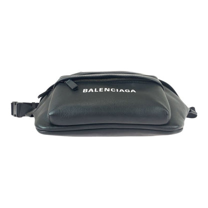 Balenciaga Everyday Black White Silver Hardware Leather Body Bag Waist Pouch