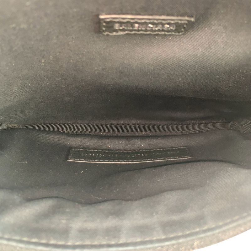 Balenciaga Everyday Black White Silver Hardware Leather Body Bag Waist Pouch