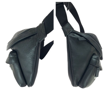 Balenciaga Everyday Black White Silver Hardware Leather Body Bag Waist Pouch