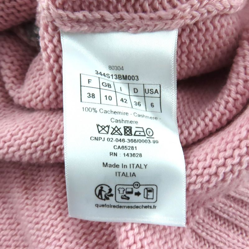 Christian Dior 344 S13 Bm003 100% Cashmere Ruffle Short Sleeve Knit Pink Gray 42