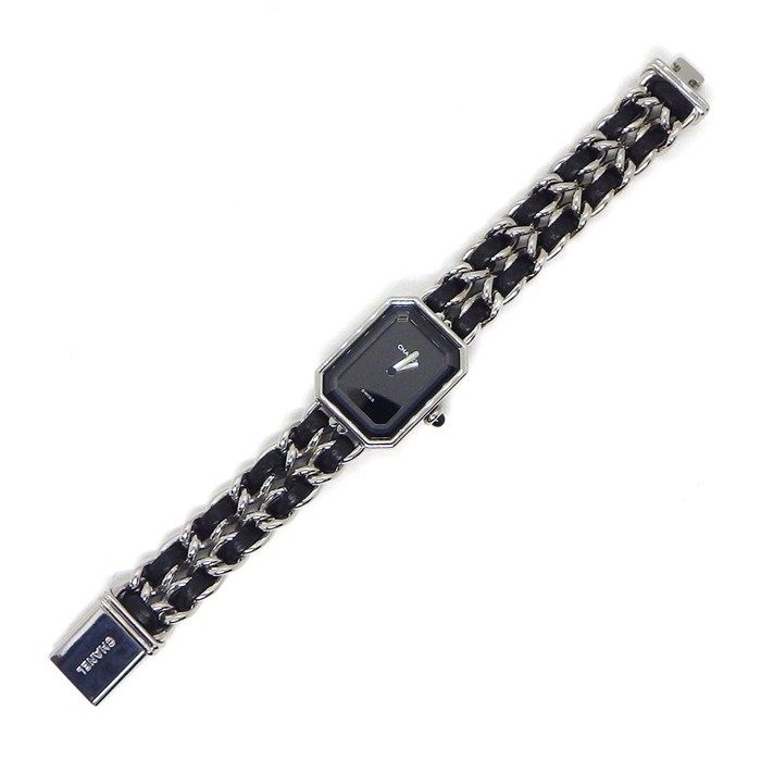 Chanel Watch Premiere S Octagonal Black Dial Chain Bracelet SS Cles