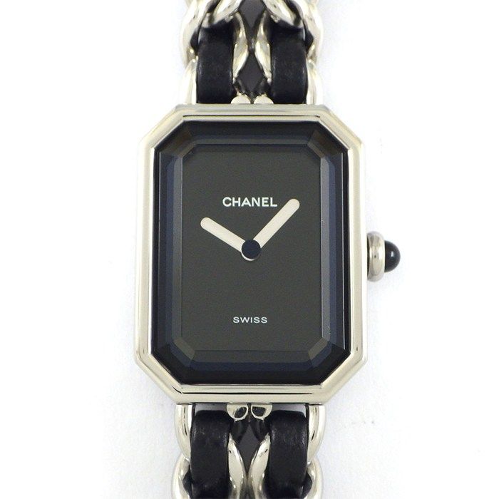 Chanel Watch Premiere S Octagonal Black Dial Chain Bracelet SS Cles