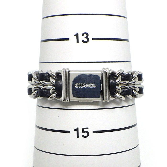 Chanel Watch Premiere S Octagonal Black Dial Chain Bracelet SS Cles