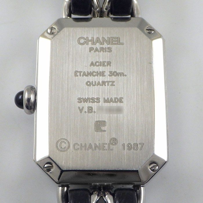 Chanel Watch Premiere S Octagonal Black Dial Chain Bracelet SS Cles