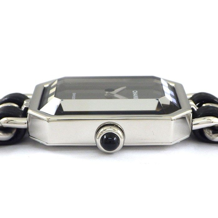 Chanel Watch Premiere S Octagonal Black Dial Chain Bracelet SS Cles