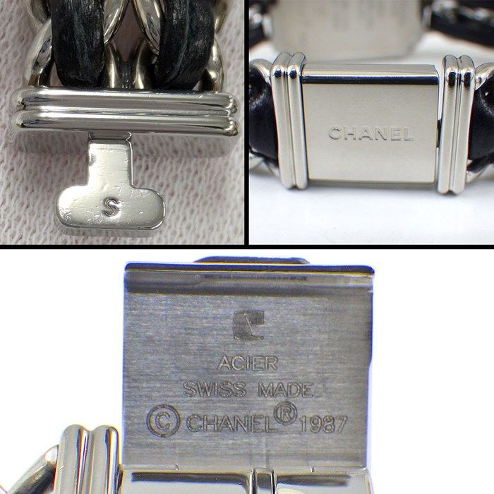 Chanel Watch Premiere S Octagonal Black Dial Chain Bracelet SS Cles