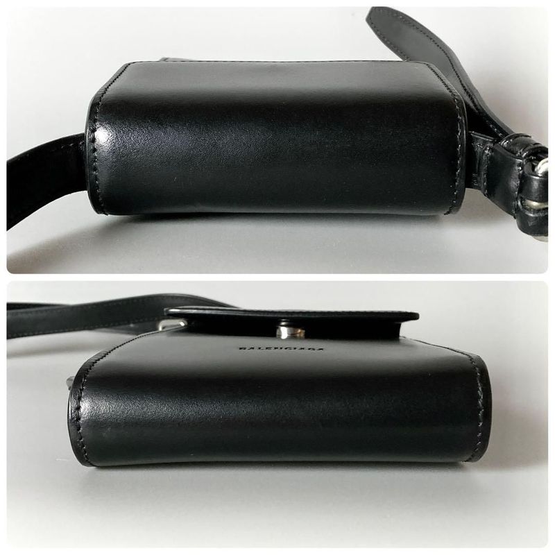Balenciaga Leather Shoulder Bag Smartphone Black