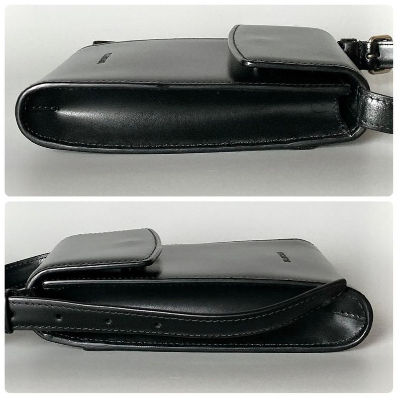 Balenciaga Leather Shoulder Bag Smartphone Black