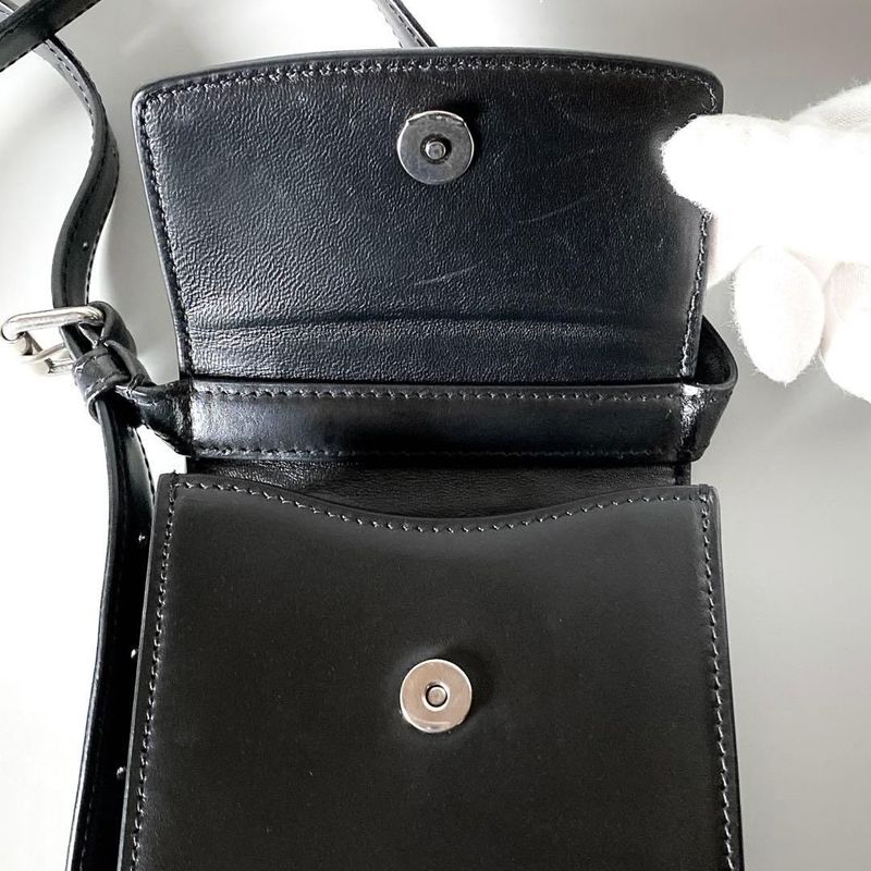Balenciaga Leather Shoulder Bag Smartphone Black