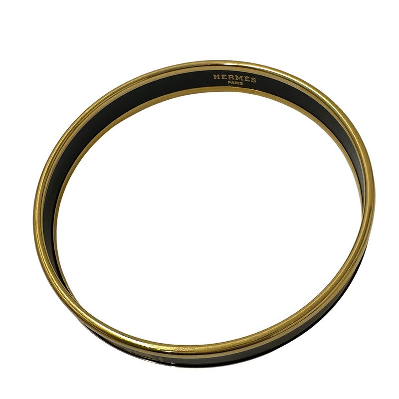 Hermes Bangle Carre Cheux Enamel PM Ladies' Brand GP Gold Black Stylish