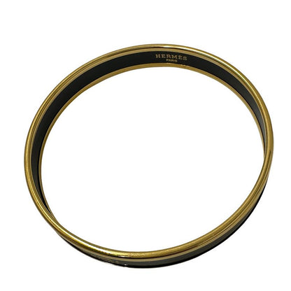 Hermes Bangle Carre Cheux Enamel PM Ladies' Brand GP Gold Black Stylish