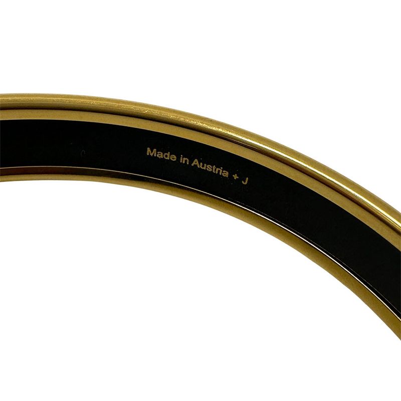 Hermes Bangle Carre Cheux Enamel PM Ladies' Brand GP Gold Black Stylish
