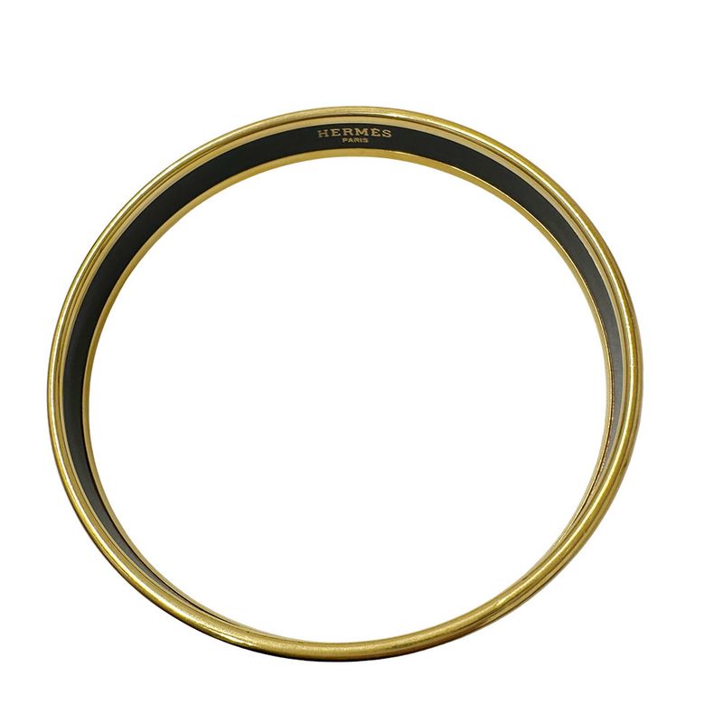 Hermes Bangle Carre Cheux Enamel PM Ladies' Brand GP Gold Black Stylish