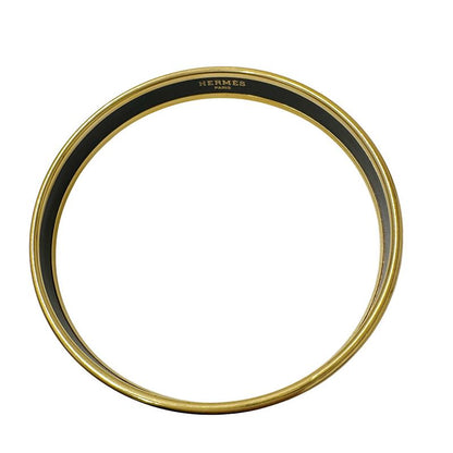 Hermes Bangle Carre Cheux Enamel PM Ladies' Brand GP Gold Black Stylish
